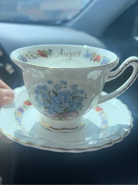 August Crown Dorset Vintage Fine Bone China England Footed Tea Cup/Saucer
